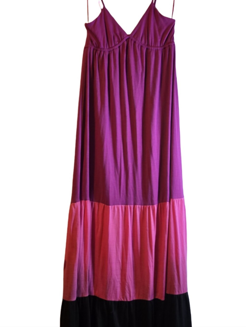 Women's Colorblock Maxi Skirt Dress in Purple and Pink
